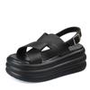 Fashion 8CM Heels Summer Platform Sandals 2024 Breathable Leather Beach Slippers Women Walking Chunky Sandalias Casual Peep Toe Footwear