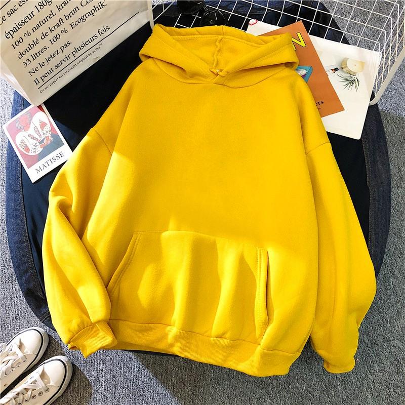 Women's Fashion Casual Solid Color Hooded Sweatshirt Loose Sports Tops Pullover
