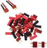 Set of 10 T-Plug Deans-Style Connectors Male & Female | Includes 20 Heat Shrink Tubes | For RC Cars, Boats, Helicopters, 7.4V LiPo Batteries | Red