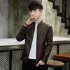 Men's Leather Jacket Spring and Autumn Middle and Young Motorcycle Style Trendy PU Leathe Jacket Plu Velvet Thickened Slim Stand Collar Jacket for Men