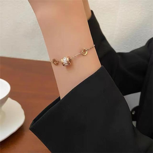 Light Luxury Lucky Zircon Crystal Bead Stainless Steel Bracelets For Women Korean Fashion Sweet Sexy Female Hand Chain Jewelry