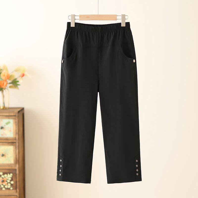 Summer New Cotton Casual Cropped Pants for Women High Waisted Loose Oversized Straight Leg Pants