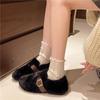 Fashion Faux Fur Women Casual Female Sneakers White Leather Shoes Slip-on Loafers Fur Soft Moccasin Slip On New Winter Soft Ballet Flats