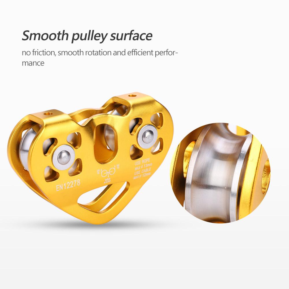 30KN двойной шкив трос спасательный трос тележка наружное скалолазание оборудование(Золото)