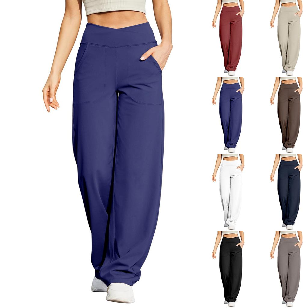 Wide Leg Pants For Women Yoga Pants High Waist Sweatpants With Pockets Stretch Pants Comfy Workout Sports Sweatpants