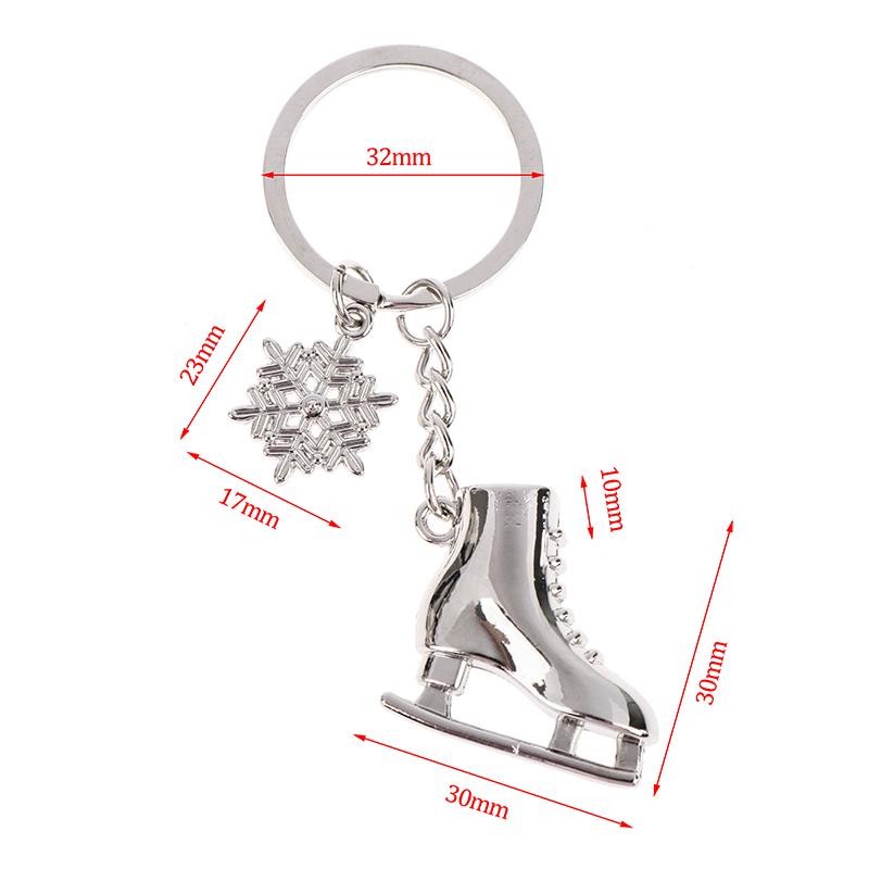 1Pc Silver Ice Skates Snowflake Pendant Key Ring Skating Key Chain Keychain