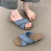 Roman Woven Cross Slippers 2025 Summer Gentle Fairy Bohemian Vacation Beach Slope Heel Cool Slippers
