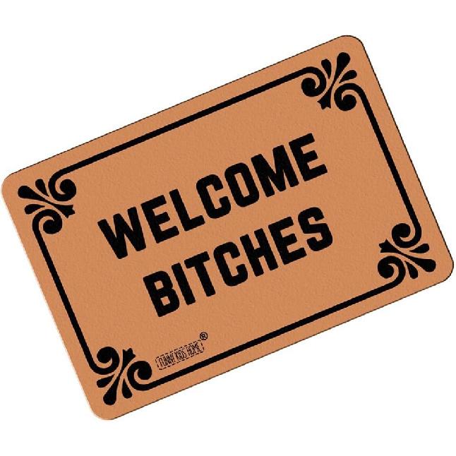 Welcome Bitches - Funny Doormats Personalized Machine-Washable Indoor/Outdoor Outside Entrance Door Mat Welcome Floor Fall Mat Entrance Rubber Indoor