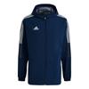 Side Stripe Color Block Logo Print Soccer Hooded Jacket Men Jacket Navy-Blue GP4962