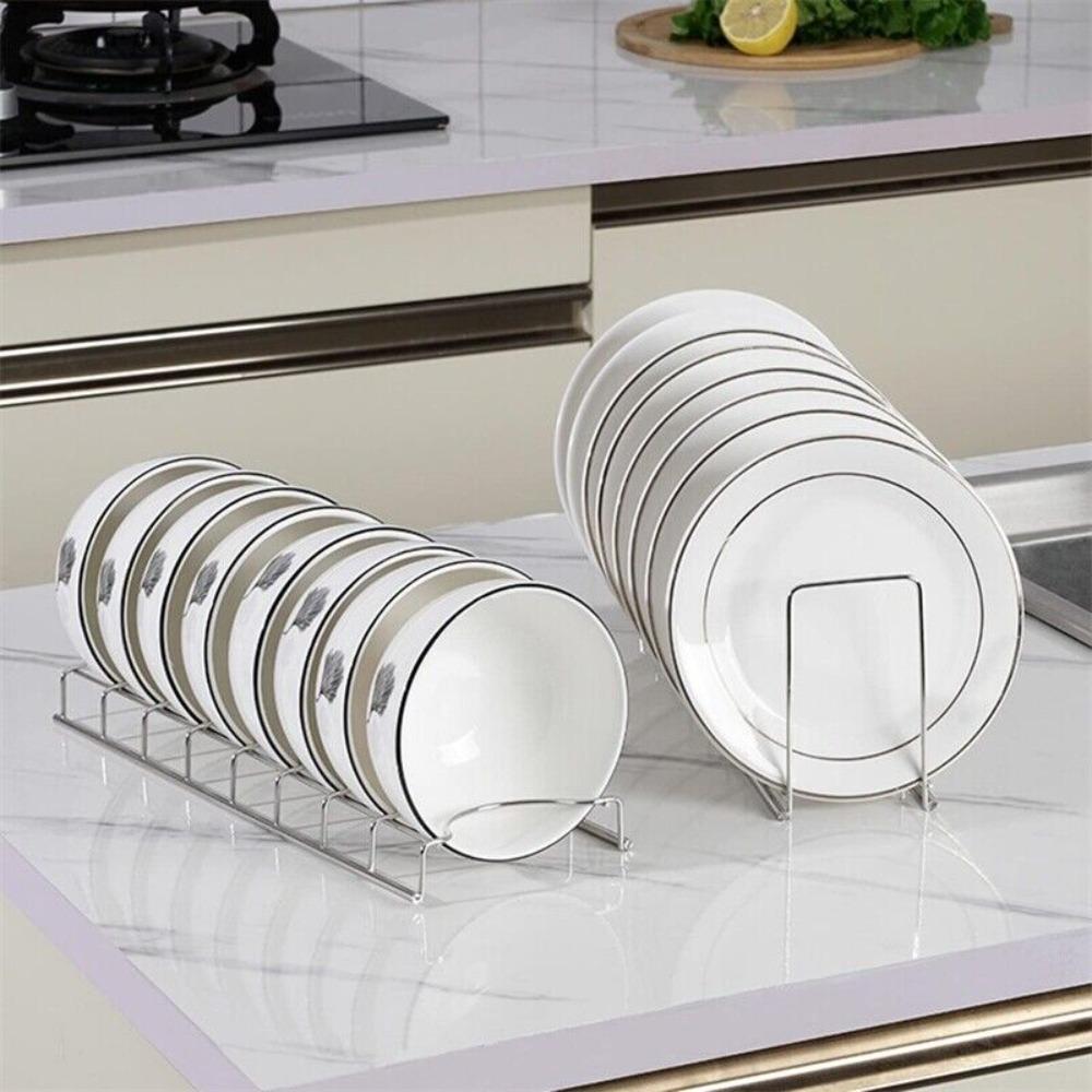 Multipurpose Plates Storage Rack Silver Bowls Plates Drainer Holder Dish Draining Rack Kitchen