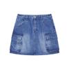 New MLB MONOGRAM Collection New York Yankees 24FW Denim Short Skirts Women's Indigo 3FDSM0444-50INS