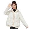 Women Winter Coat Fake Two-piece Zipper Button Closure Padded Hooded Turn-down Collar