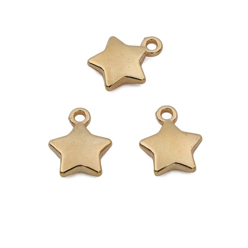 2000Pcs Gold Color Star Plastic Pendant for DIY Necklace Bracelet Jewelry Making Accessories