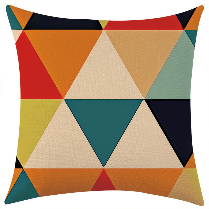 New Color Triangular Geometric Abstract Linen Pillowcase for Car Sofa Lumbar Pillow Cushion