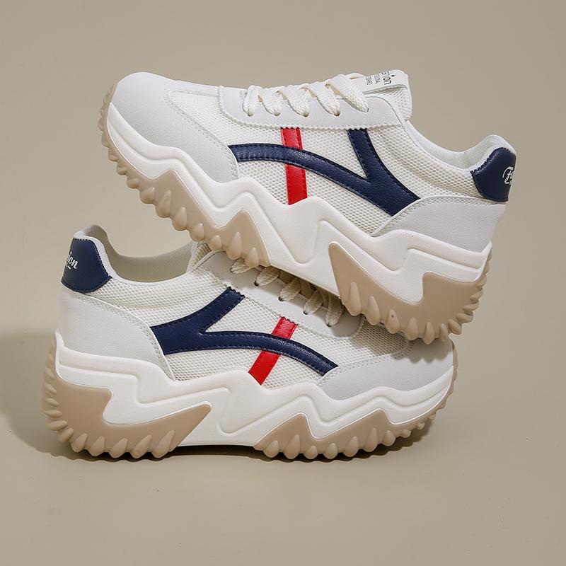 Spring Trend Thick Soled Women's Shoes 2025 New Board Shoes Matching Color Increase Sports Shoes Fashion Casual Shoes