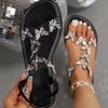 Summer Elegant Rhinestone Women's Sandals Flat Sandals for Outdoor Casual Shoes Beach Sandals