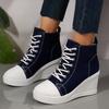 Fashion Women Sneakers New Hidden Wedge Invisible Heel Canvas Shoes for Women Wedge Increased Casual Breathable Platform Sneakers Women