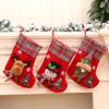 Medium Stereo Christmas Stocking Gift Bag Flannel Gingham Stocking with Bells Christmas Decorations