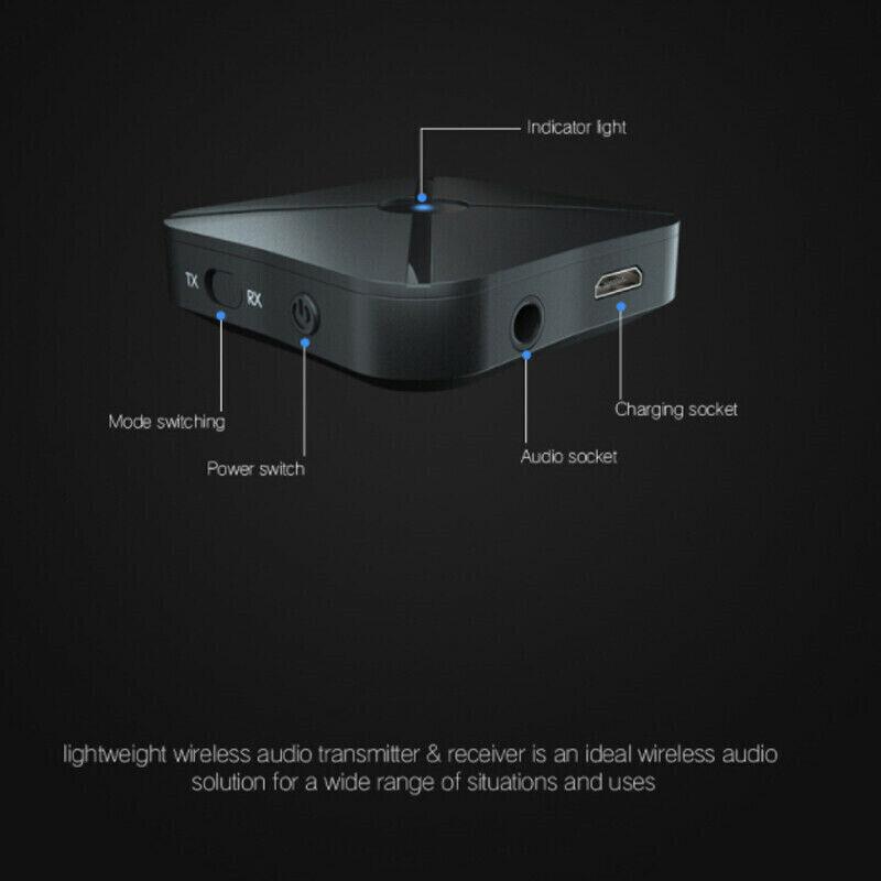 Bluetooth 4.2 Wireless Audio Aux Transmitter & Receiver 2 IN 1 Adapter 3.5mm