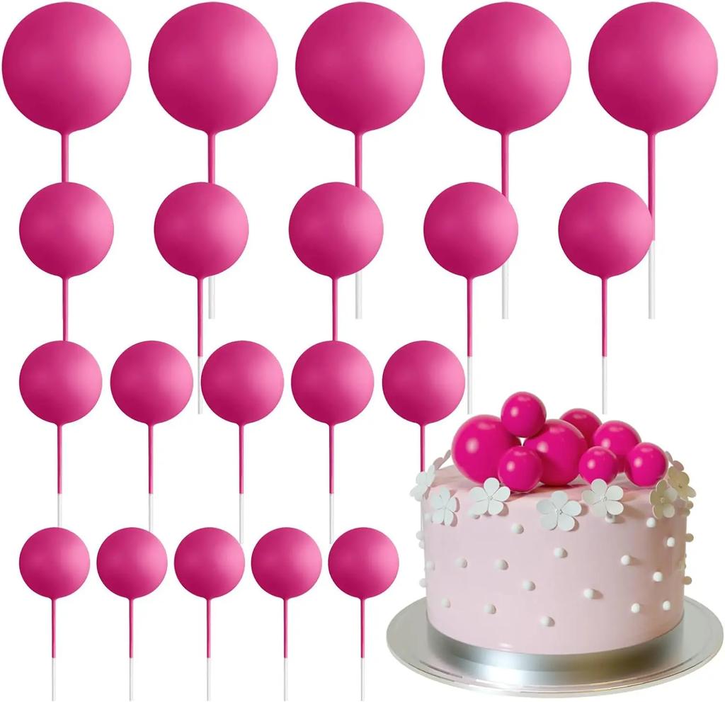 20 Pcs Mini Balloon Cake Topper Decorations with Gold Balls On Sticks - Cake Picks for Birthday, Wedding, and Party Decorations