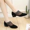 Spring and Summer New Pointed Mesh Rhinestone Single Shoes Women's Black Low-heeled Wind Rear Zipper Breathable Sandals