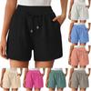 Women's Linen Shorts Summer Beach Casual Comfort Shorts Elastic Waist Lightweight Shorts With Pockets Casual Shorts