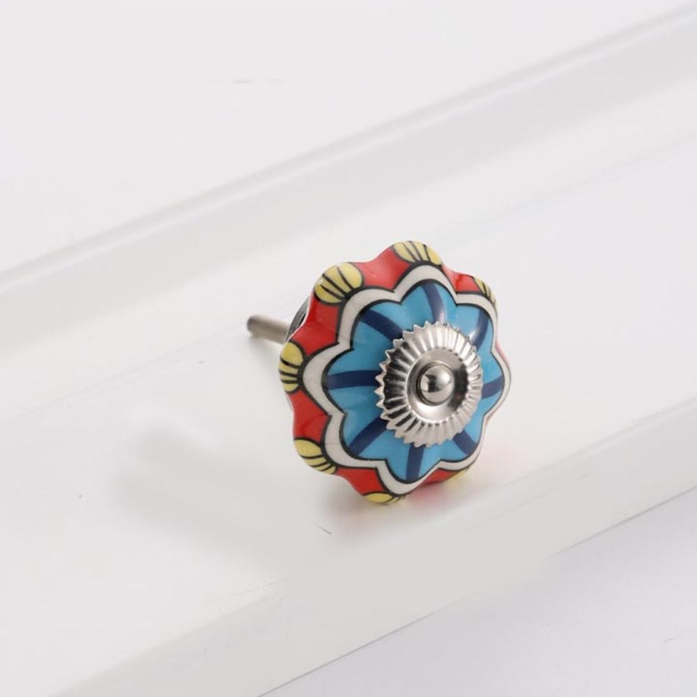 Single Hole Vintage Cabinet Knob Round Drawer Knobs Retro Ceramic Pumpkin Handle  Wine Cabinet