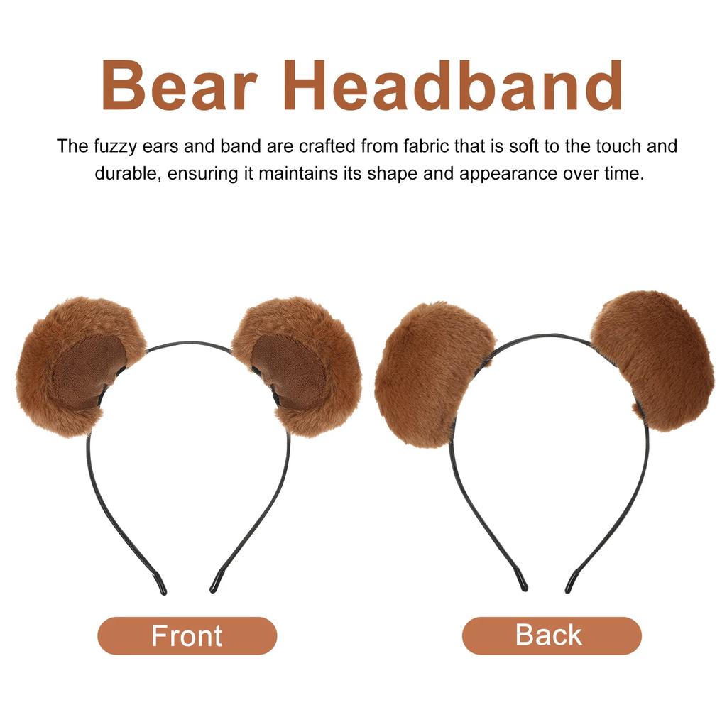 Brown Bear Ears Headband Cute Headpiece Makeup Hairband Furry Headwear Fancy Dress Costume Accessories