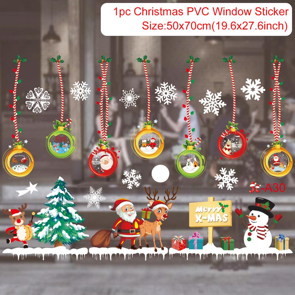 Cartoon Christmas Window Glass Stickers 2025 Christmas Decoration for Home Living Room Wall Decor 2025 Happy New Year Stickers