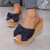 2024 Summer Women's Sandals Platform Retro Sandals Woman Fashion Bow Leopard Beach Slippers Women Plus Size