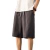 Men Summer Shorts Elastic Waist Adjustable Drawstring Casual Shorts Wide Leg Solid Color Athletic Shorts