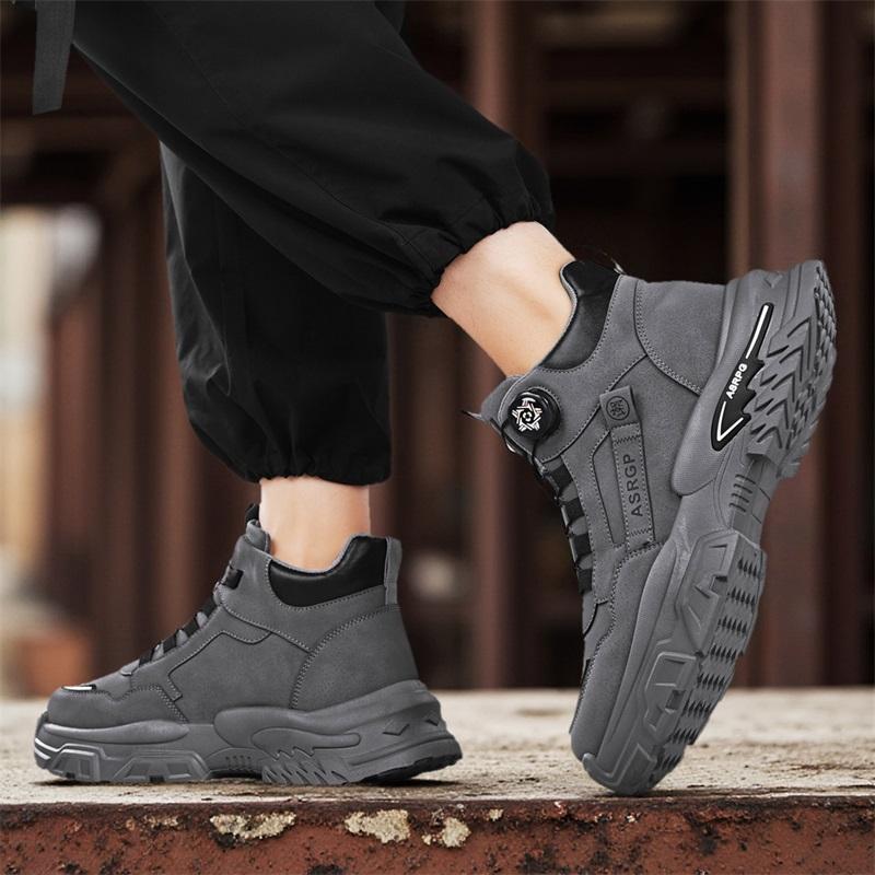 Men’s Black Deserts Shoes Casual Hiking Boots Grey Outdoor Sport Boots Plus Size High Top Sneakers
