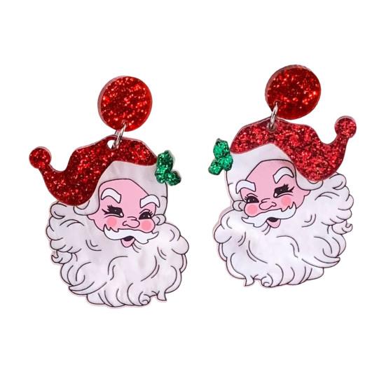 Santa Dangle Earrings Funny Christmas Earrings Glitter Santa Claus Charm Earrings Holiday Gift for Ladies Girls Xmas Party Accessories