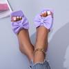2025 Women Summer New Bow-knot Slippers Flat Large Size Candy Colors Sandals Female Sexy Casual Outdoor Beach Shoes