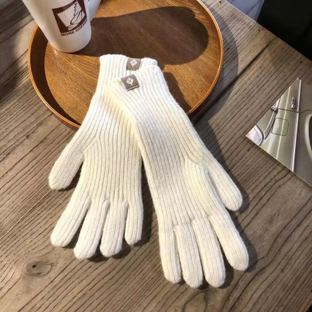 Solid Color Knitted Gloves Touchscreen Warm Mittens Casual Women Gloves Outdoor Riding