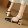 Summer Large Size Bag Head Rear Empty Sandals Casual Color Matching Women's High-heeled Sandals Rubber Soft Sole Square Head New Women's Shoes