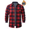 Men's Fleece And Thickened Warm Checked Button Shirt, Men's Fashionable Square Collar Casual Long-sleeved Top