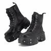 Punk Women Ankle Boots Lace-up Heel Height Platform Shoes Woman Gothic Rock Booties Metal Decor Man Sneakers Outdoor Trainers