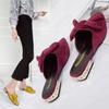 Pointed Toe Low Heel Slippers Women's Bowknot Suede Plus Size Women's Shoes Size 35-40