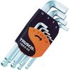 TRUSCO Ball Point Hex Short Wrench, Neck, Silver, 1.5/2.0/2.5/3.0/4.0/5.0/6.0/8.0/10.0mm, 9-Piece Set, TBKS-9S