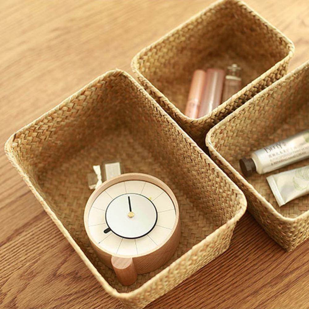 Decor Cosmetic Storage Container Woven Seagrass Storage Baskets Straw Rattan Basket Picnic Basket