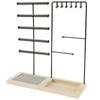 5-Tiers Earring Display Holder Stand Metal Necklace Bracelet Anklet Stud Earring Jewelry Storage Organizer Wooden Base Stand