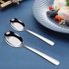 Soup Spoon Extended Handle Mirror Polished Comfortable Grip Anti-rust Tableware Anti-scald Smooth Edge Meal Spoon for Dining Room