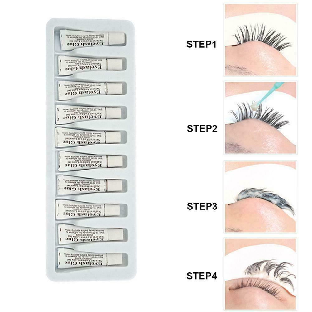 10x Natural Rubber Latex Eyelash Waterproof White Glue Eye False Eyelash N5C1