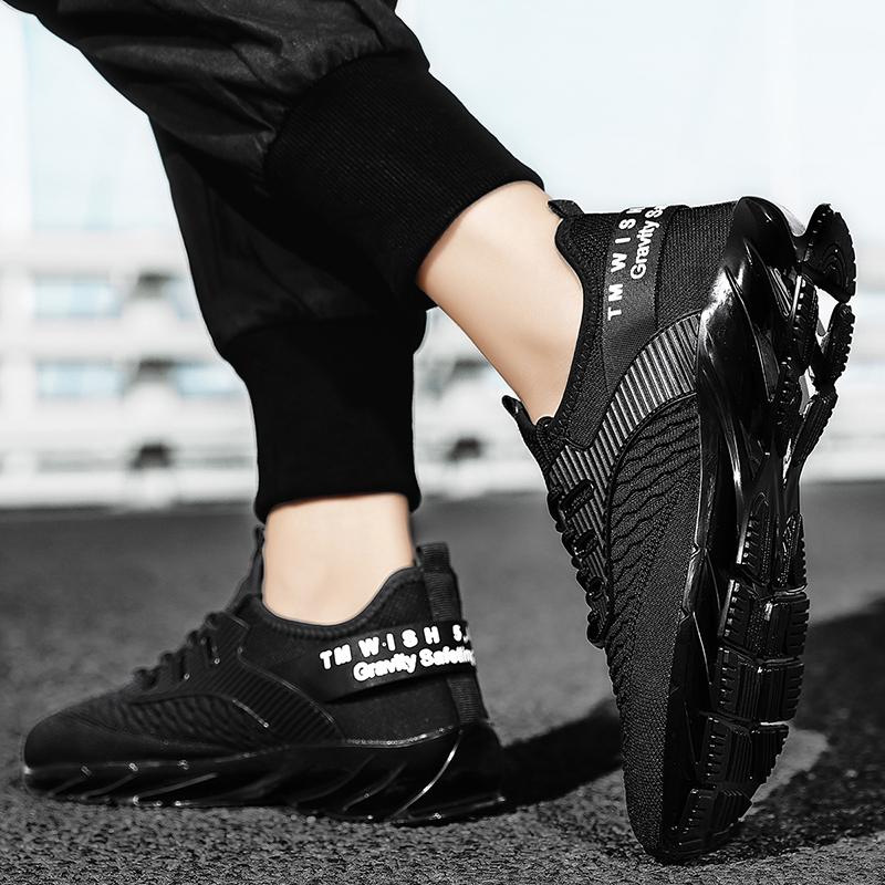 Spring/Autumn Men's Large Size Blade-soled Shoes Flying Weave Fitness Jogging Shoes