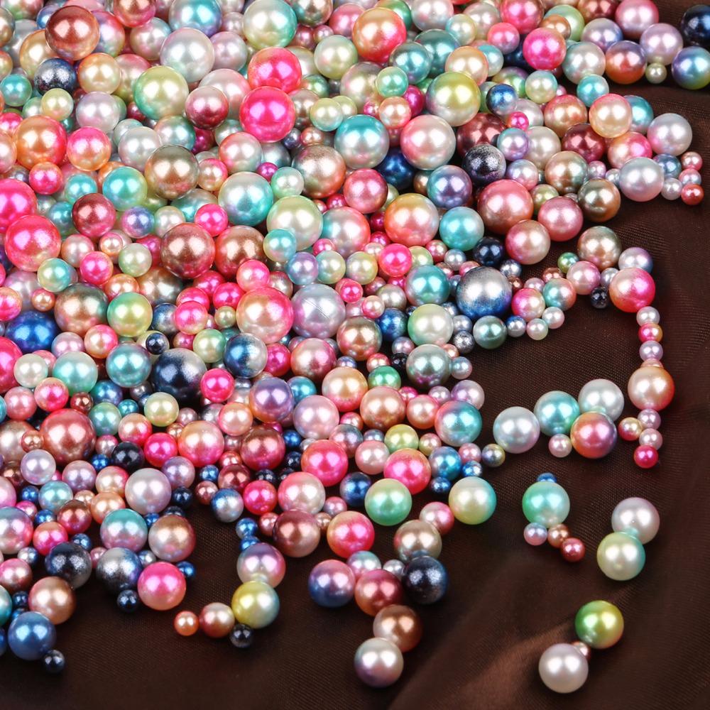 250Pcs/lot Random Mix No Hole ABS Pearl Loose Round Beads for DIY Craft Scrapbook Decoration