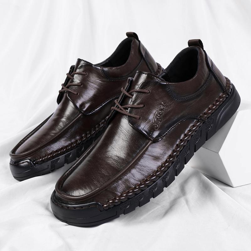Shoes Men Lace Up Oxfords Genuine Leather Shoes Men Outdoor Flats Black Soft Designer Handmade Sewing Men Casual Shoes