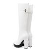 Sexy High Heels Knee High Boots Women 2024 Fashion White Black Tall High Boot Platform Leather Autumn Winter Long Shoes Female