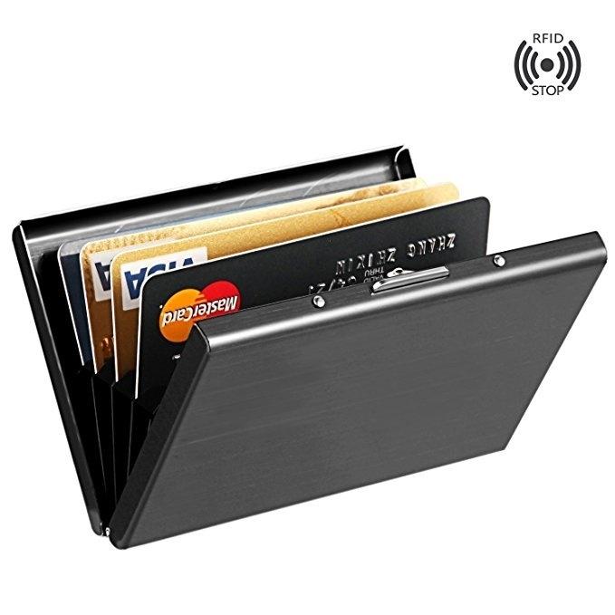 Anti-scan Stainless Steel Case Slim RFID Blocking Wallet ID Credit Card Holder Men