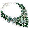 Copper Amazonite, Diopside Handmade 925 Sterling Silver Gift Necklace 18" S8K39